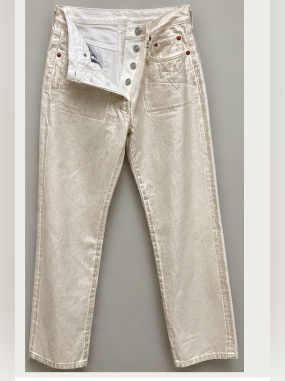 Levi’s 501 ’90s Women’s Jeans Ecru White Metallic Shimmer NWT 26x30